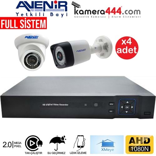 Avenir 4 Kameralı AHD Ekonomik Paket Kamera Sistemi