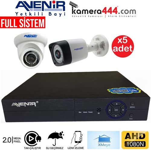 Avenir 5 Kameralı AHD Ekonomik Paket Kamera Sistemi