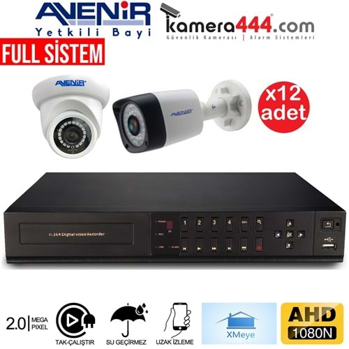 Avenir 12 Kameralı AHD Ekonomik Paket Kamera Sistemi