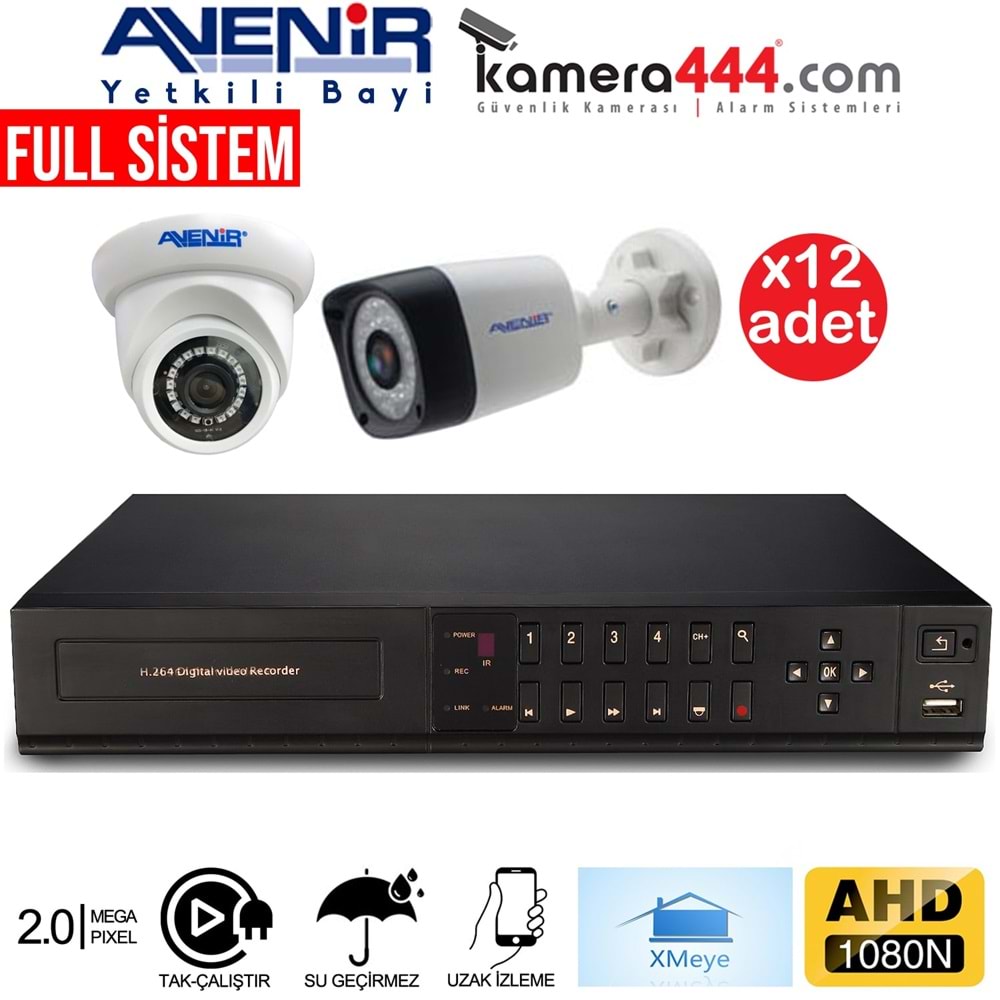 Avenir 12 Kameralı AHD Ekonomik Paket Kamera Sistemi
